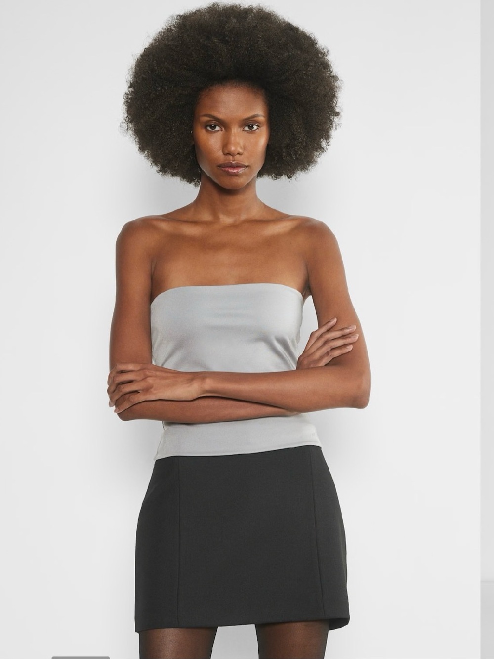 Aritzia Silver Metallic Contour Tube Top - M